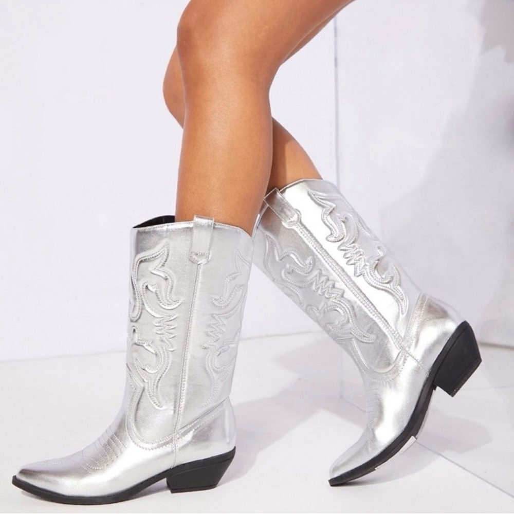 New Soda Silver Cowboy Boots - Picture 1 of 11